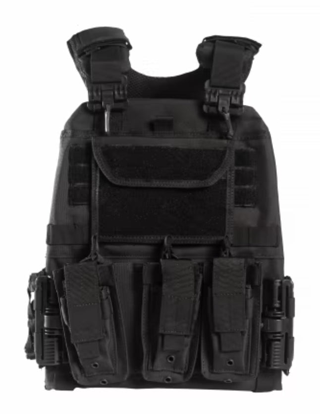 GUARD DOG BODY ARMOR DANE PLATE CARRIER BLACK ADJUSTABLE WITH MULTIPLE POUCHES