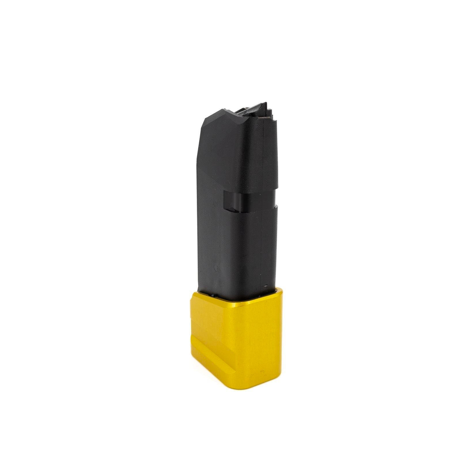 SHIELD ARMS MAG EXTENSION +5/4 GOLD FITS GLOCK 26/27 MAGS