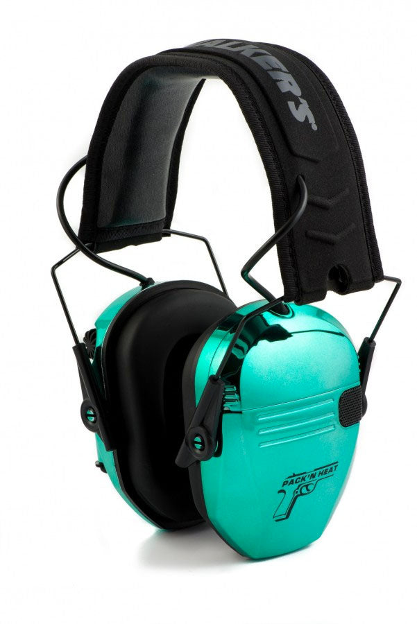 PACKNHEAT CHROME PLATED ELECTRONIC EAR/EYE PROTECTION SET AQUA