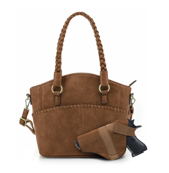 JESSIE & JAMES BELLA CONCEALED CARRY TOTE 10.3 H X 13 W X 5.3 D ( TAN )
