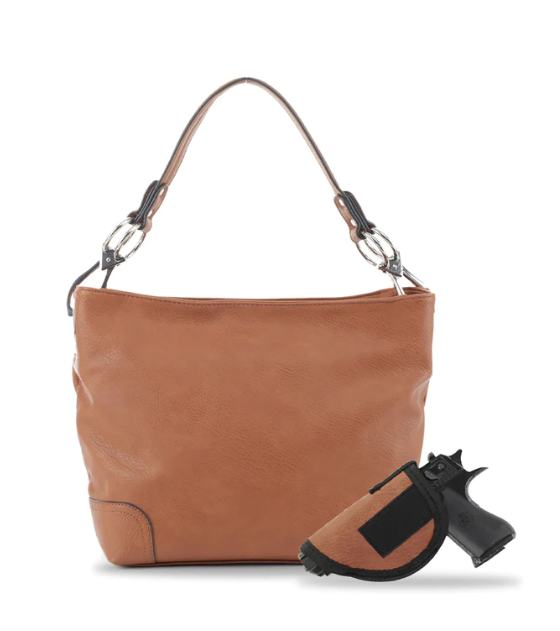 JESSIE & JAMES LYDIA LOCK AND KEY HOBO SHOULDER BAG 9 H X 11 W X 4 D ( TAN )