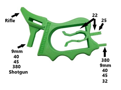 BULLETBLASTER MULTIPLE CALIBER GUN MAGAZINE LOADING TOOL ( GREEN )