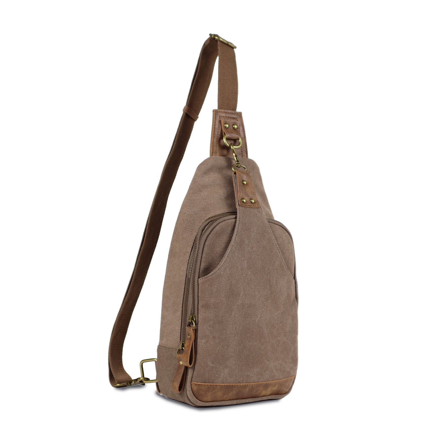 JESSIE & JAMES GLACIER CANVAS CONCEALED CARRY SLING BAG 15 H X 8 W X 3.5 D ( KHAKI )