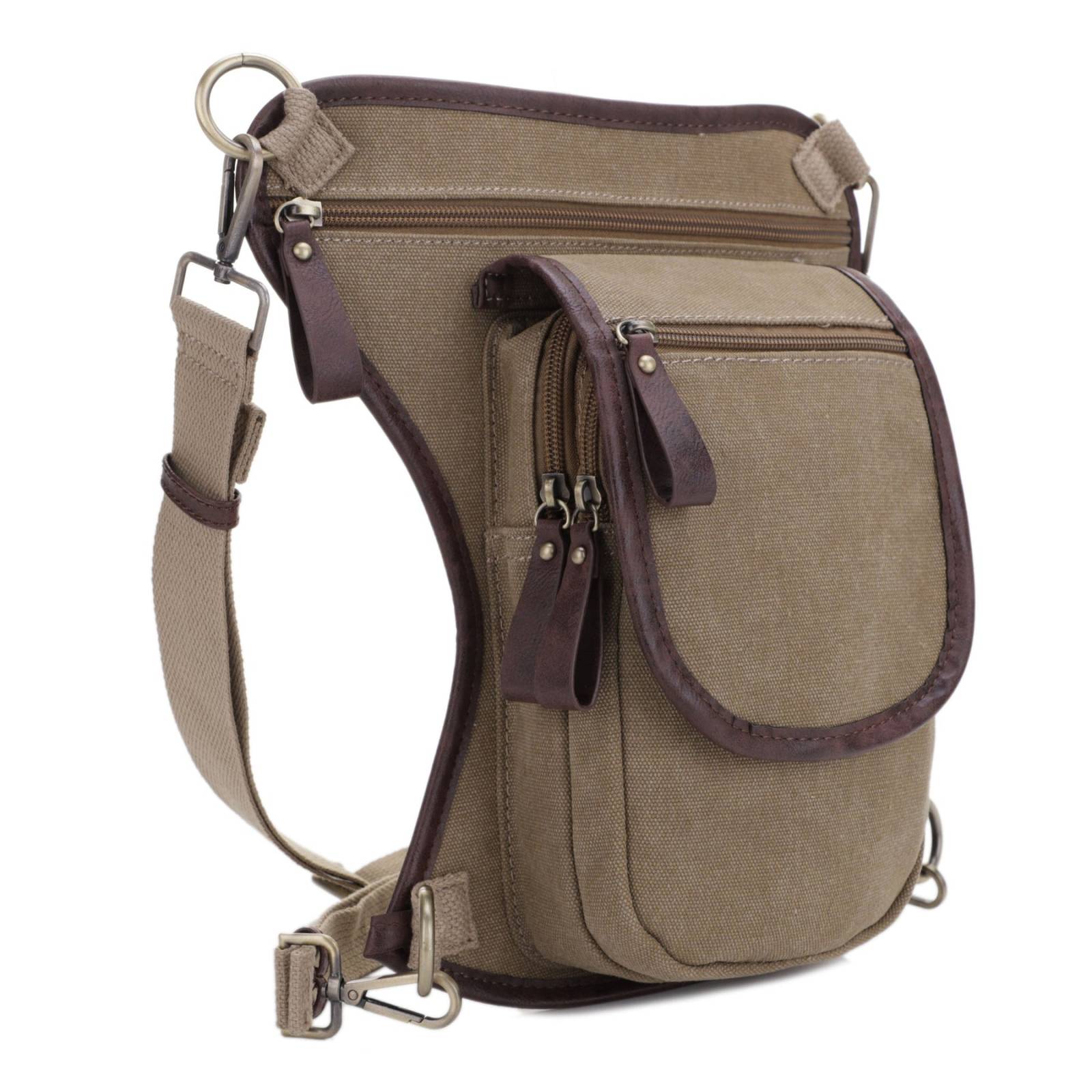 JESSIE & JAMES COUGAR CANVAS CONCEALED CARRY WAIST & LEG BAG 11.5 H X 10 W X 2.5 D ( KHAKI )