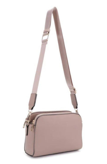 JESSIE & JAMES SUZIE COMPACT CONCEALED CROSSBODY BAG 8.5 H X 3.25 W X 6 D ( TAUPE )