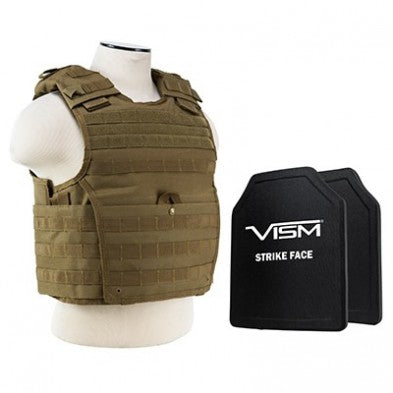NCSTAR K9 TACTICAL VEST MEDIUM TAN 2 HANDLE METAL RINGS LOOP VELCRO MOLLE WEBBING