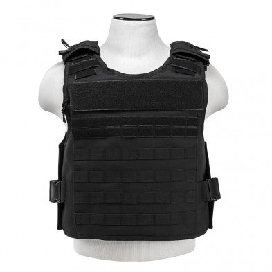 NCSTAR PLATE CARRIER VEST BLACK MED-2XL W/ 2 EXTERNAL POCKETS FOR HARD ARMOR PLATES