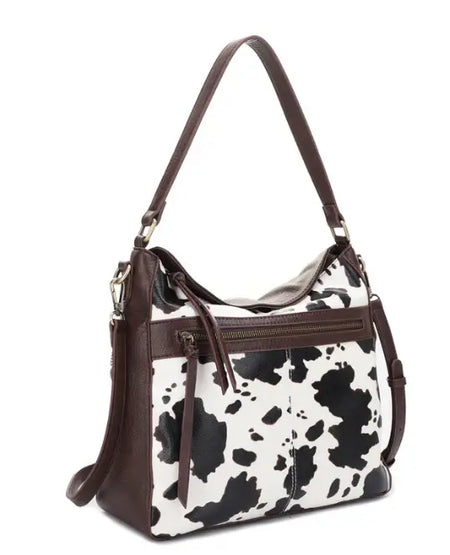 JESSIE & JAMES DAKOTA CONCEALED CARRY LOCK AND KEY HOBO BAG 12 H X 13 W X 5.5 D ( COFFEE/COW 0