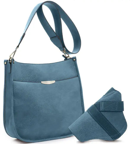 JESSIE & JAMES AVA CONCEALED CARRY LOCK AND KEY CROSSBODY HANDBAG 11 H X 11.5 W X 2.75 D ( TURQUOI )