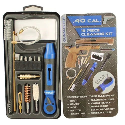 DAC GUNMASTER SLIM LINE 15 PIECE .40 CALIBER CLEANING KIT WITH RACHET HANDLE AND BIT SET