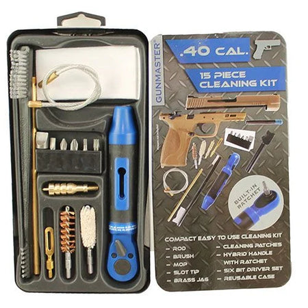 DAC GUNMASTER SLIM LINE 15 PIECE .40 CALIBER CLEANING KIT WITH RACHET HANDLE AND BIT SET