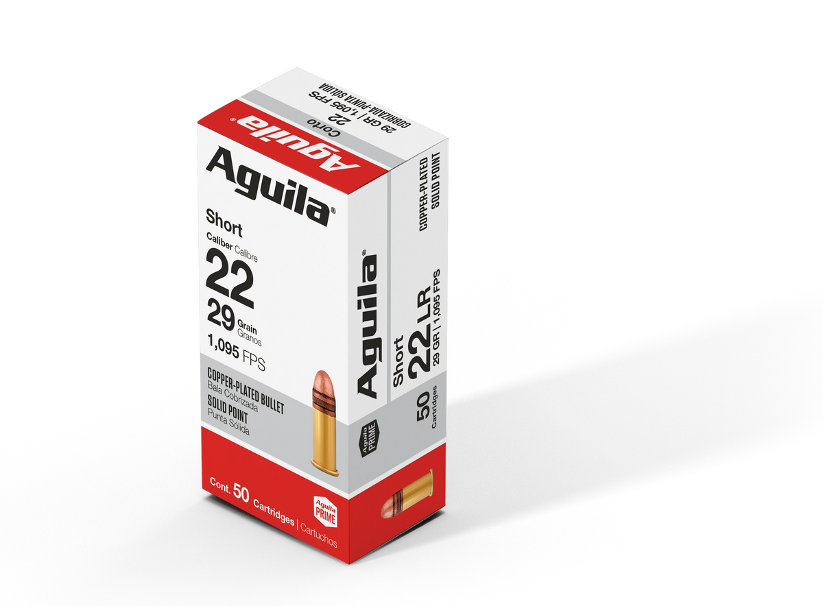 Aguila 1B220110 Super Extra Hi-Velocity Copper Plated Solid Point 29 Grain .22 Short 1095 fps