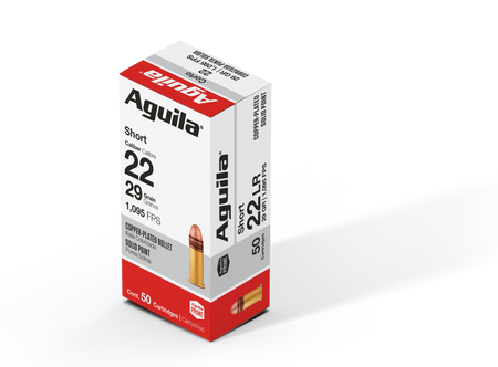 Aguila 1B220110 Super Extra Hi-Velocity Copper Plated Solid Point 29 Grain .22 Short 1095 fps