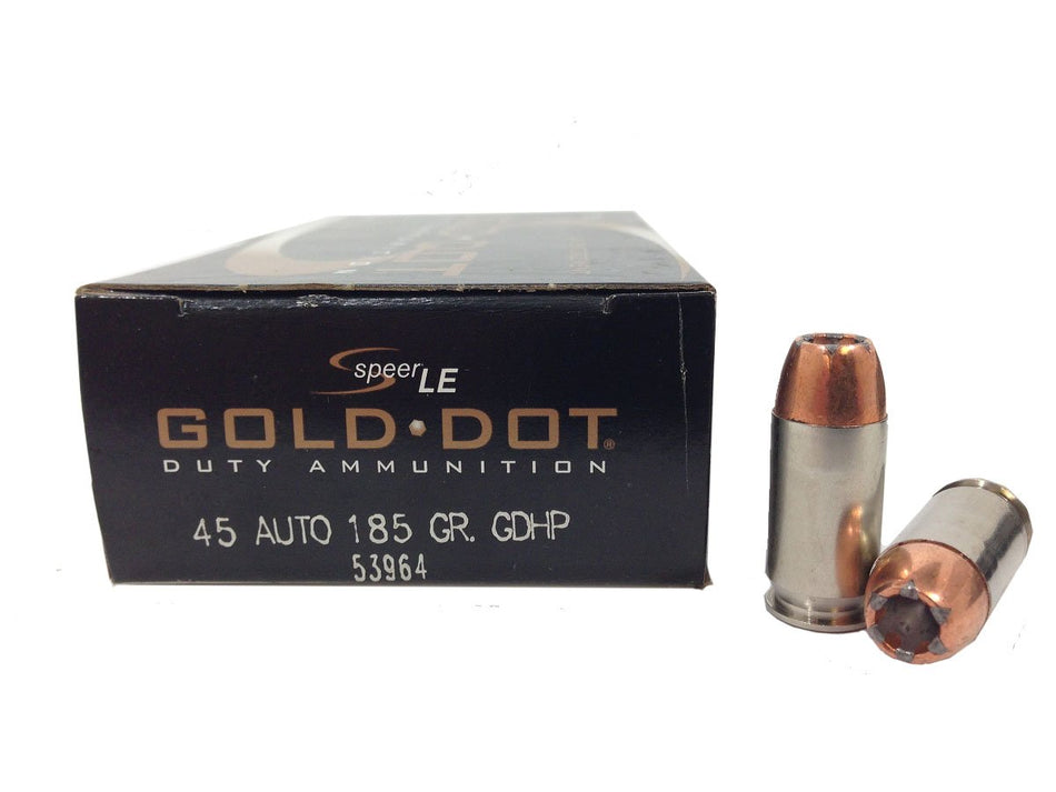 Speer .45 ACP/Auto SPEER GOLD DOT LE DUHollow Point 185gr JHP Ammo
