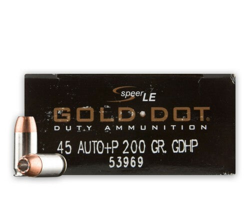 Speer .45 ACP/Auto Gold Dot LE Duty +P 200gr JHP Ammo