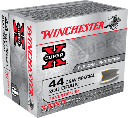 Winchester .44 S&W Special SUPER X Centerfire Pistol Personal Defense 200gr JHP Ammo