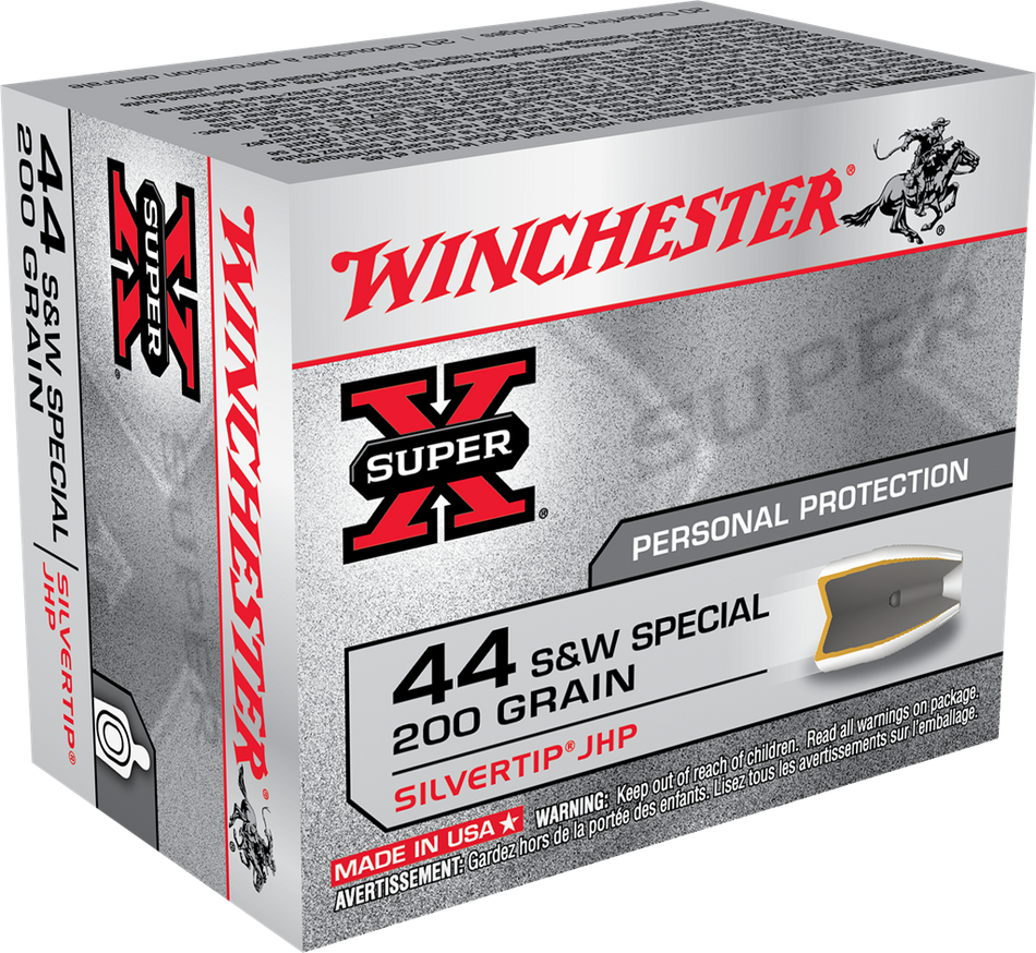 Winchester .44 S&W Special SUPER X Centerfire Pistol Personal Defense 200gr JHP Ammo
