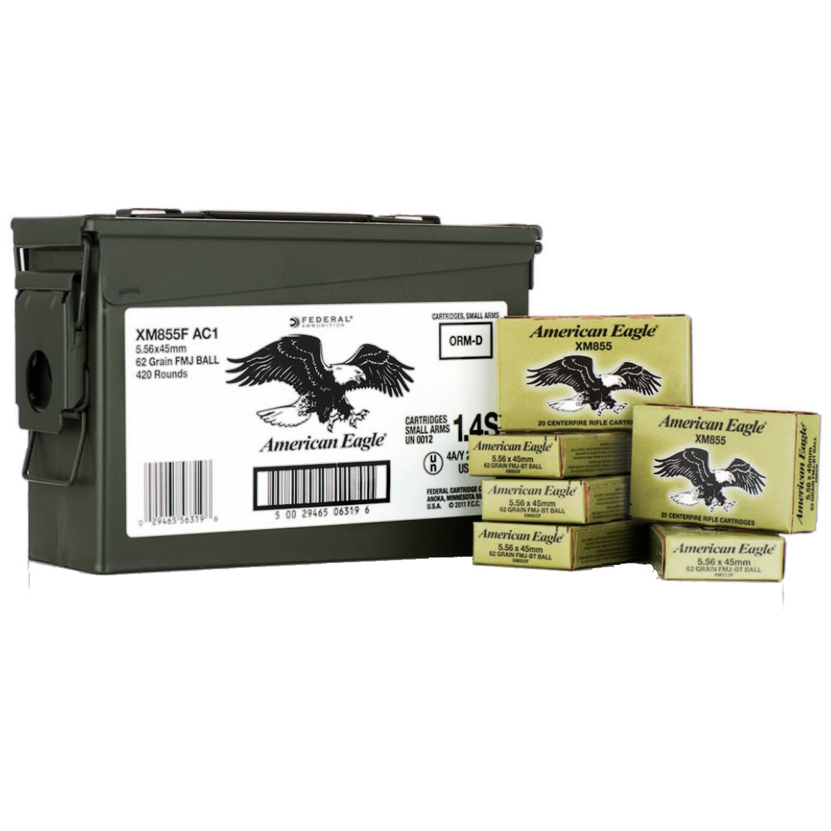 Federal 5.56x45mm NATO AMERICAN EAGLE 62gr FMJ Ammo