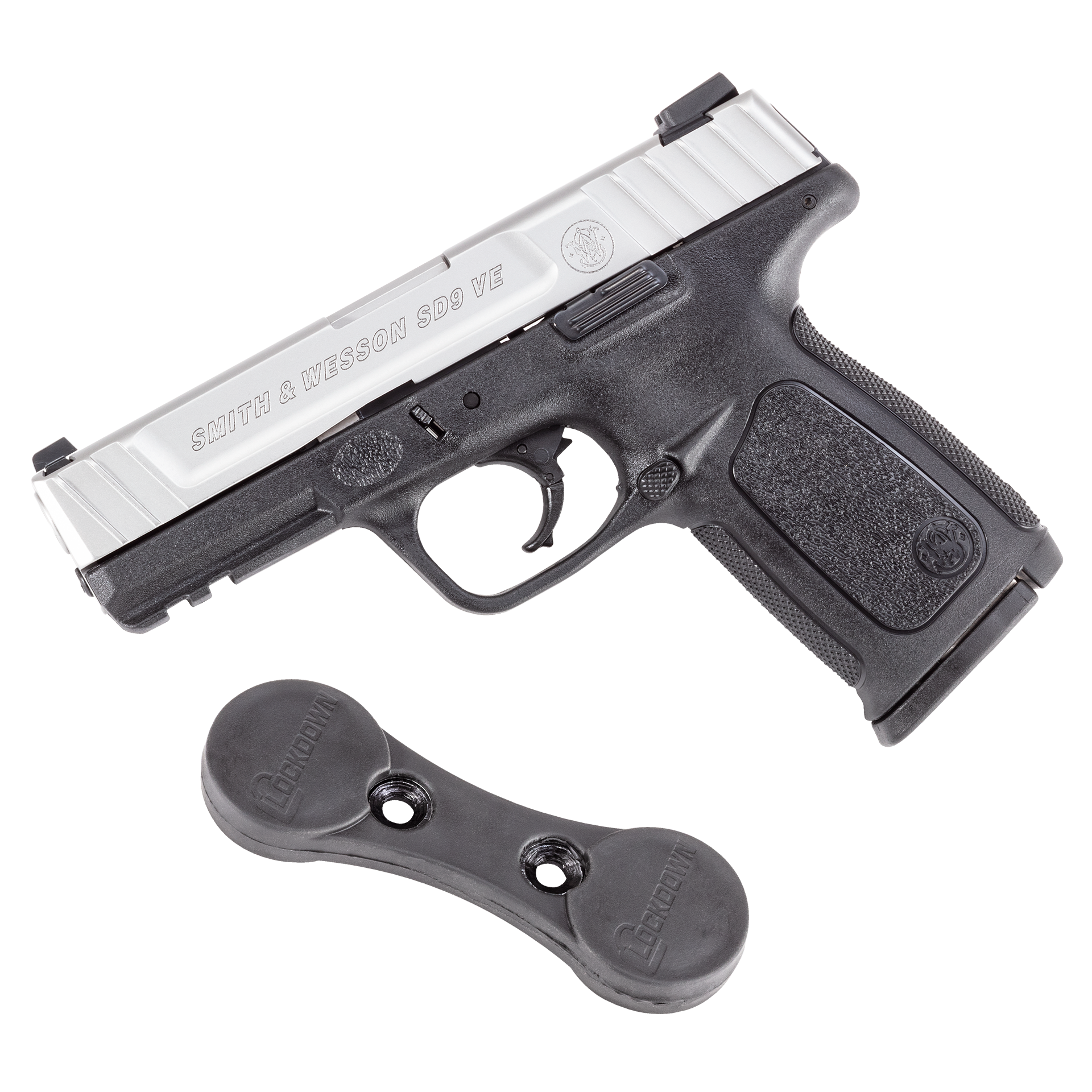 dSMITH & WESSON SD9VE PSTL 4" 16RD 9MM STS/BLK LOCKDOWN MAGNET COMBO