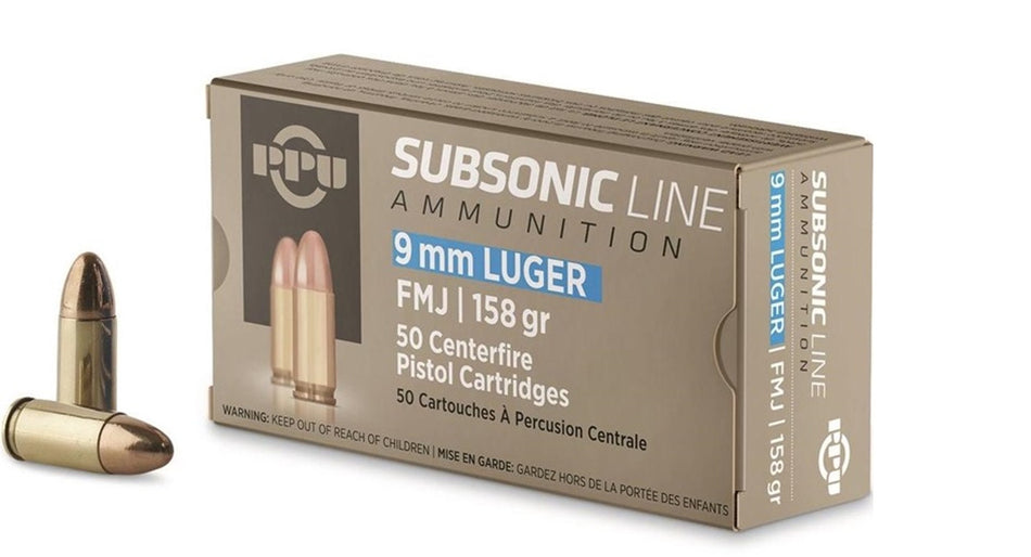 Prvi Partizan 9mm Luger / Parabellum SUBSONIC LINE 158gr FMJ Ammo