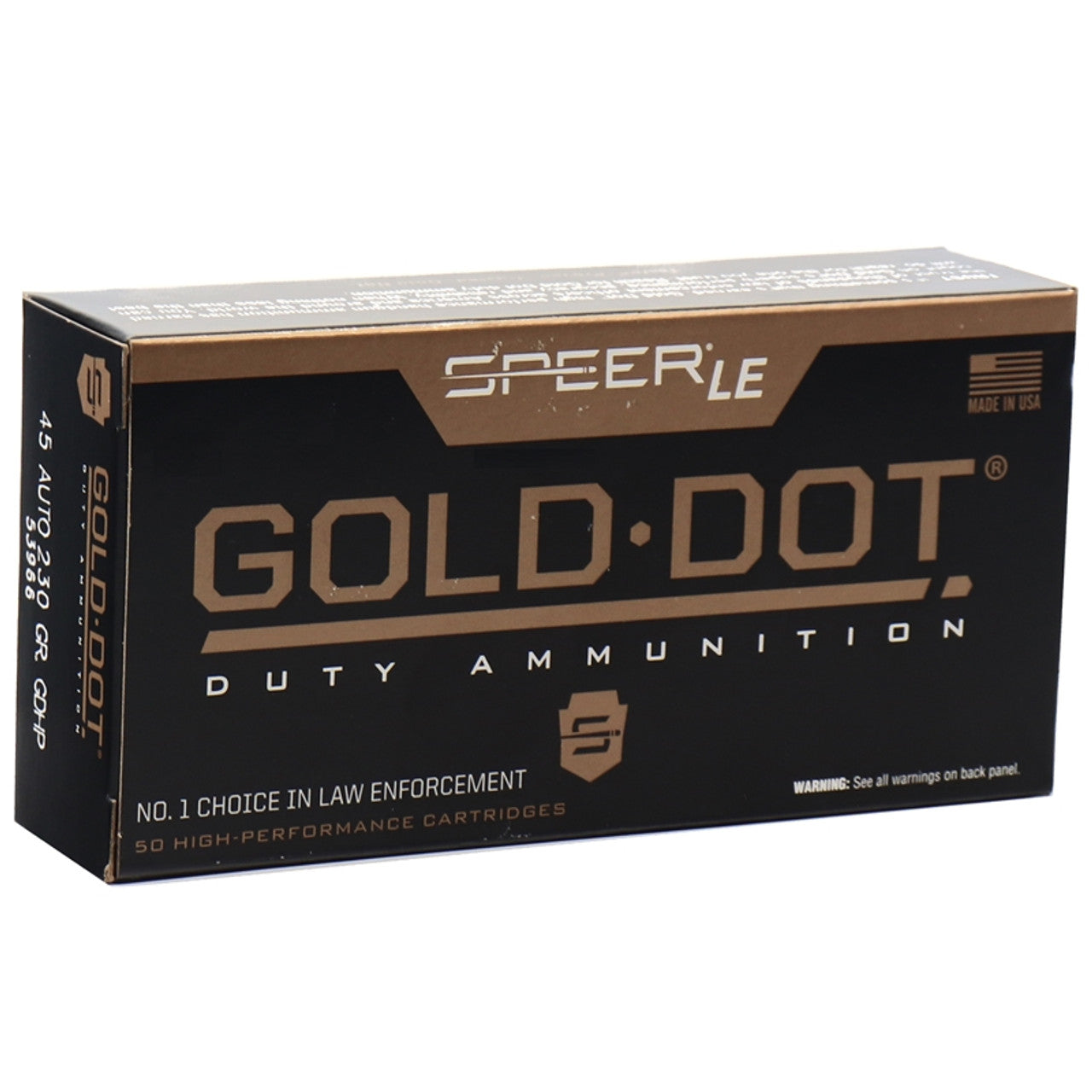 Speer .45 ACP/Auto Gold Dot LE Duty 230gr JHP Ammo
