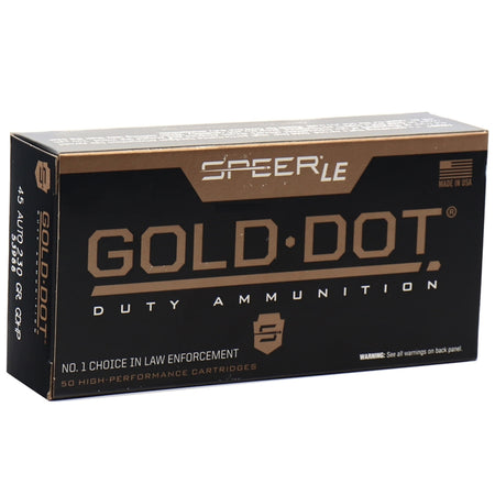 Speer .45 ACP/Auto Gold Dot LE Duty 230gr JHP Ammo