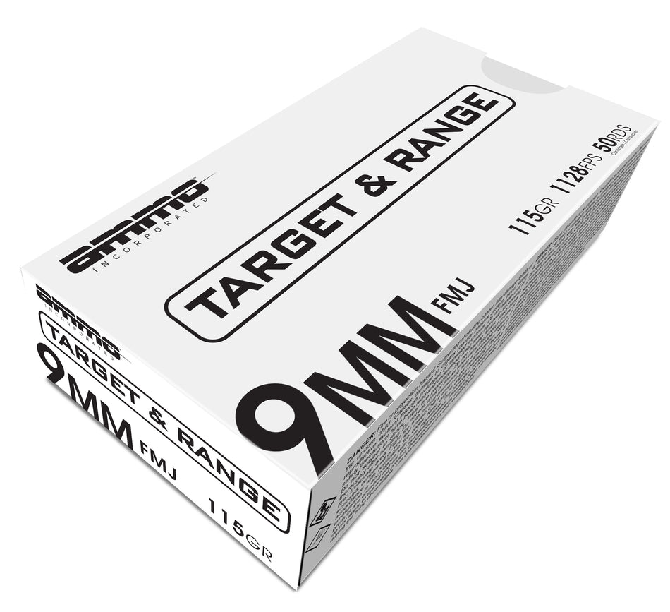 Ammo Inc 9mm Luger / Parabellum Target and Range 115gr FMJ Ammo