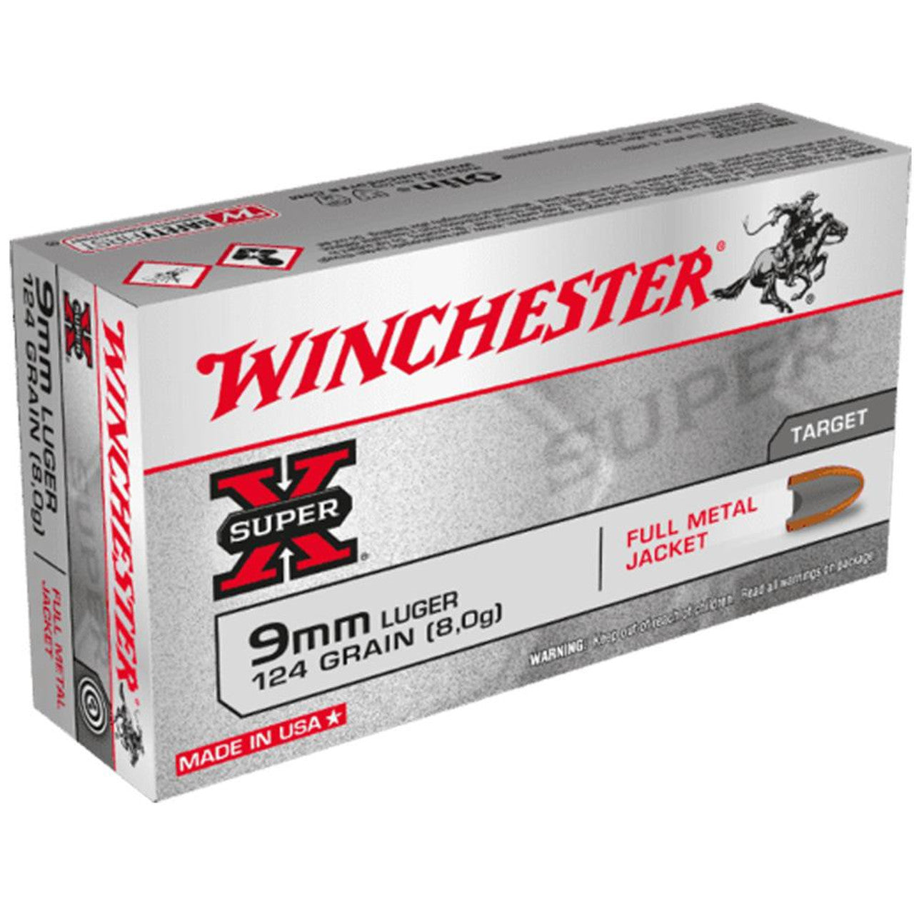 Winchester 9mm Luger / Parabellum Super X 124gr FMJ Ammo