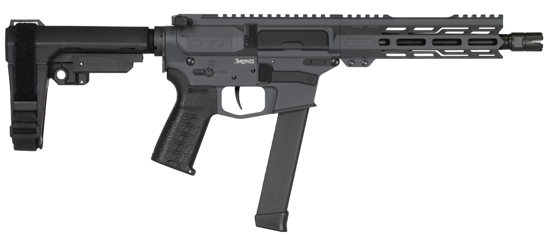 CMMG PISTOL, BANSHEE, MKGS, 9MM, 8", SNIPER GRY W/ADJ RIP BRACE