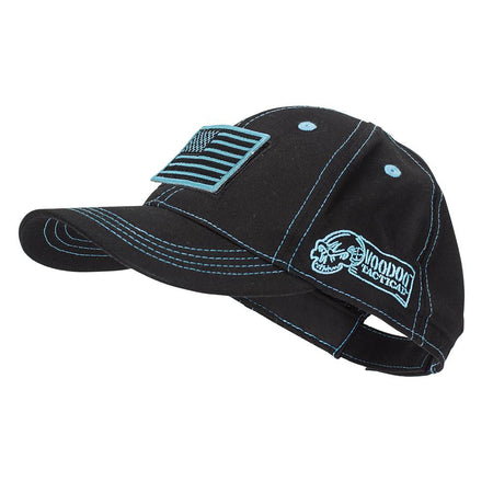 VOODOO TACTICAL CLASSIC CAP WITH REMOVABLE FLAG PATCH (BLACK/TEAL STITCHING)