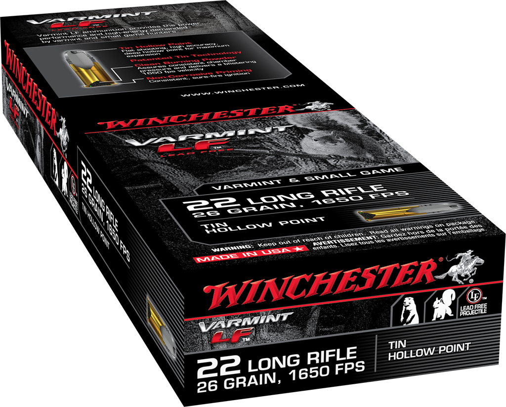 Winchester .22 Long Rifle VARMINT LF Lead Free Hunting 26gr JHP Ammo