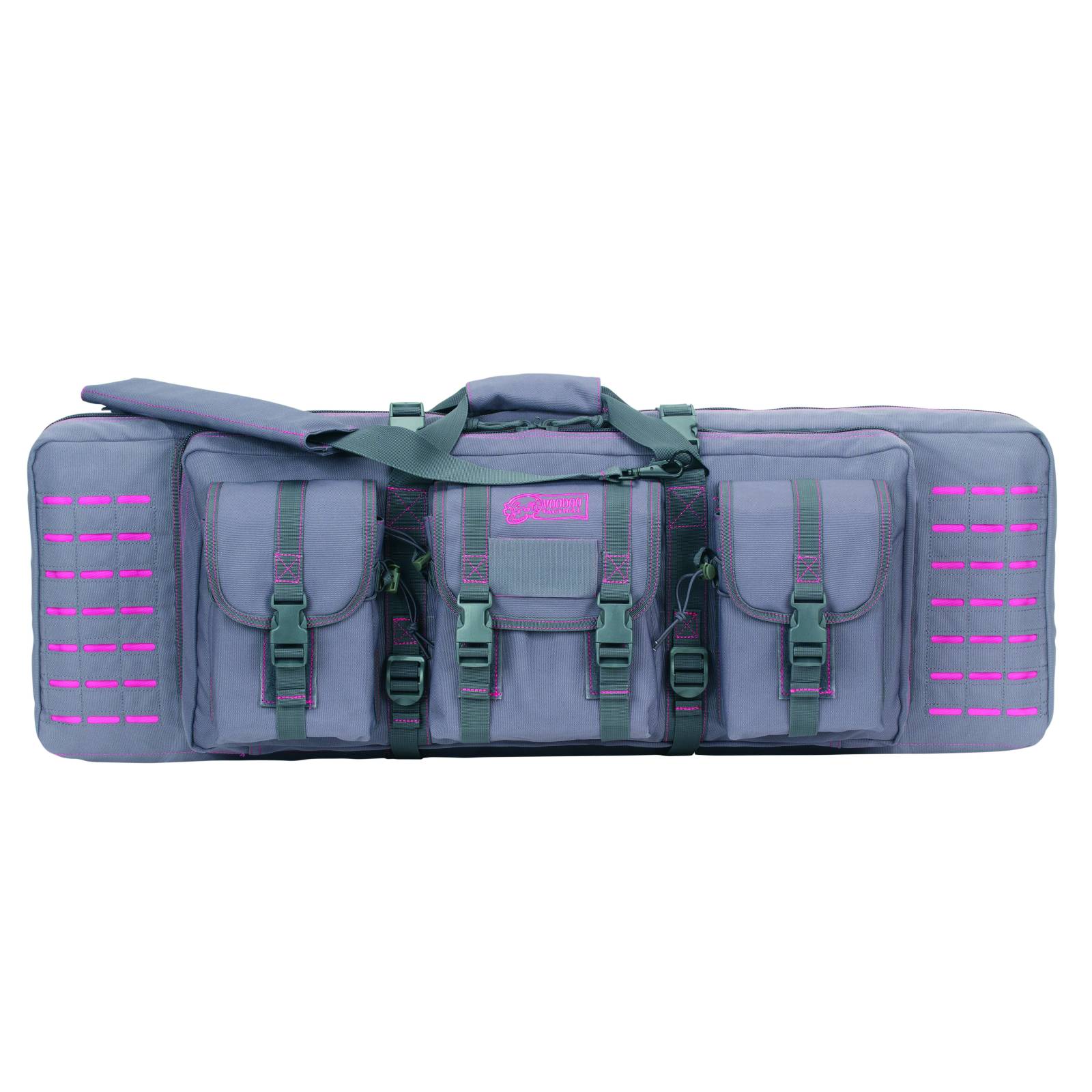 VOODOO TACTICAL 36" PADDED WEAPONS CASE WITH DIE CUT MOLLE (BLACK WITH PINK)