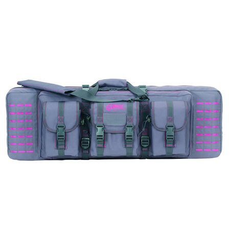 VOODOO TACTICAL 36" PADDED WEAPONS CASE WITH DIE CUT MOLLE (BLACK WITH PINK)