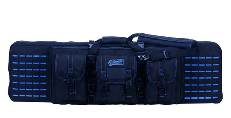 VOODOO TACTICAL 42" PADDED WEAPONS CASE WITH DIE CUT MOLLE (BLACK WITH BLUE)