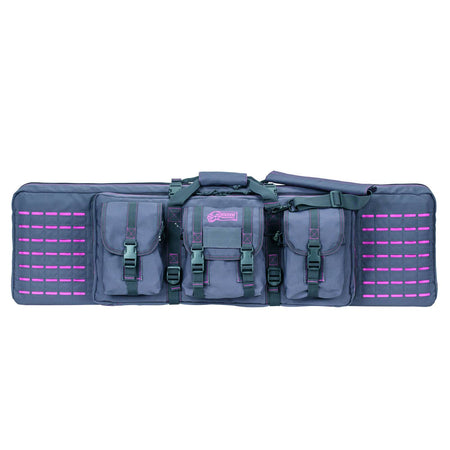 VOODOO TACTICAL 42" PADDED WEAPONS CASE WITH DIE CUT MOLLE (GRAY WITH PINK)