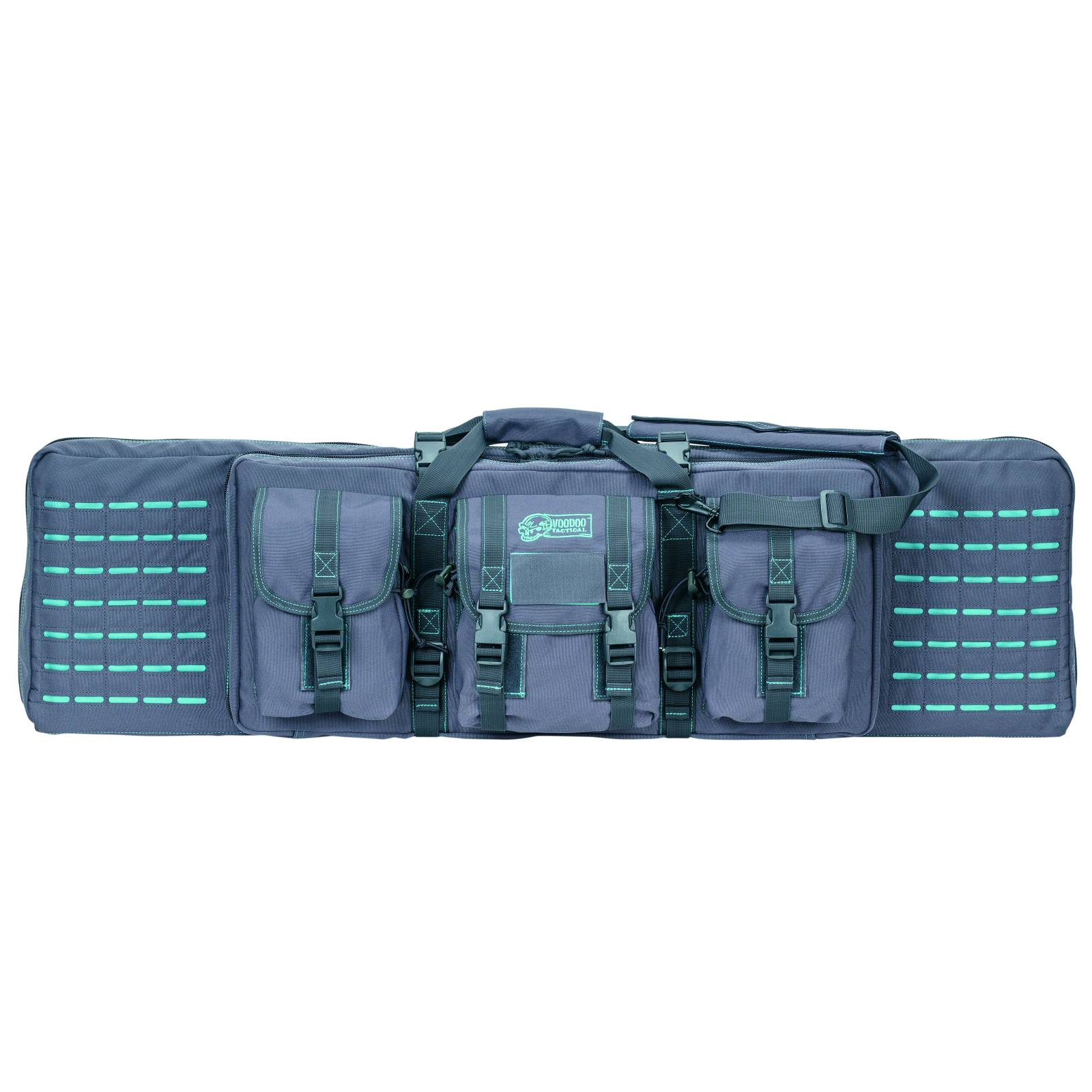VOODOO TACTICAL 42" PADDED WEAPONS CASE WITH DIE CUT MOLLE (GRAY WITH TEAL)