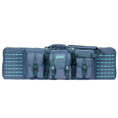 VOODOO TACTICAL 42" PADDED WEAPONS CASE WITH DIE CUT MOLLE (GRAY WITH TEAL)