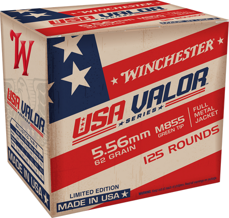 Winchester 5.56x45mm NATO USA Valor 62gr FMJ Ammo - 125 Rounds