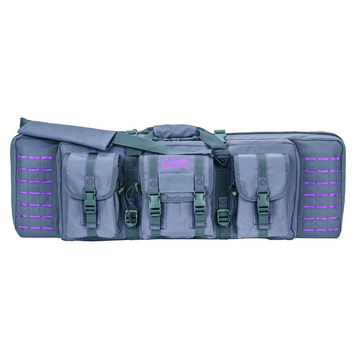 VOODOO TACTICAL 36" PADDED WEAPONS CASE WITH DIE CUT MOLLE (GRAY WITH PURPLE)