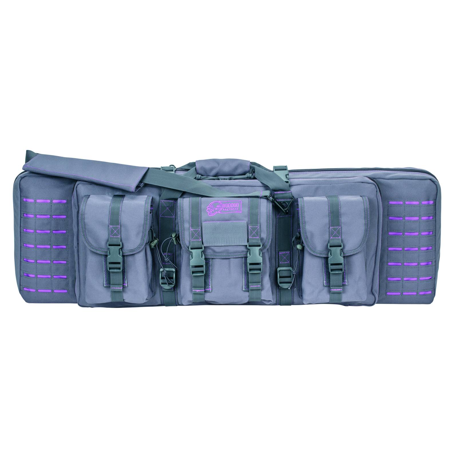 VOODOO TACTICAL 36" PADDED WEAPONS CASE WITH DIE CUT MOLLE (GRAY WITH PURPLE)