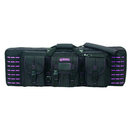 VOODOO TACTICAL 36" PADDED WEAPONS CASE WITH DIE CUT MOLLE (BLACK WITH PURPLE)