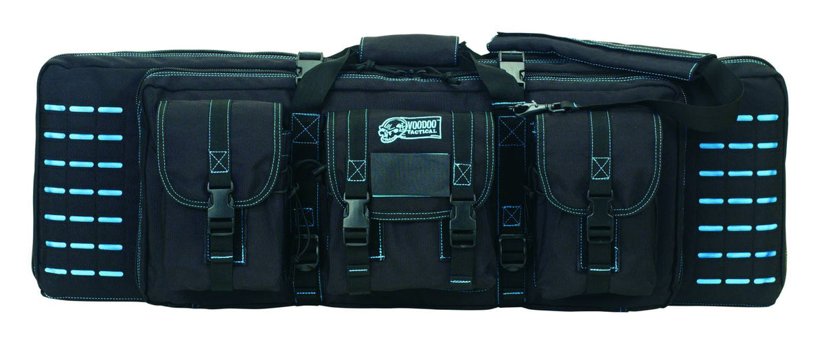 VOODOO TACTICAL 36" PADDED WEAPONS CASE WITH DIE CUT MOLLE (BLACK WITH TEAL STITCHING)