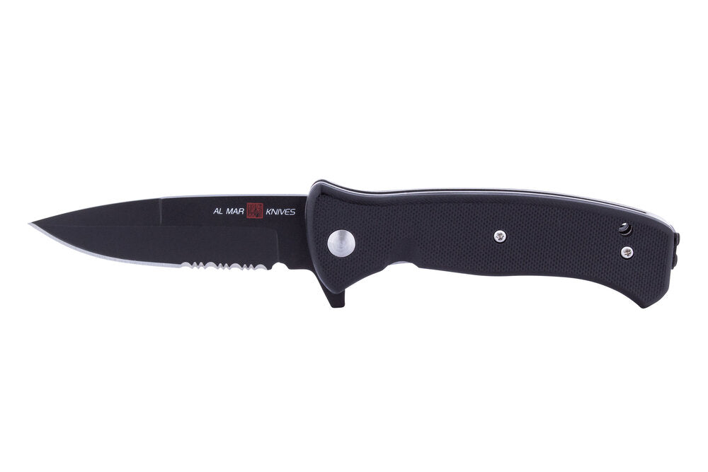 AL MAR KNIVES MINI S.E.R.E. 2020 NIGHT G-SERIES 3" D2 BLACK COMBO EDGE