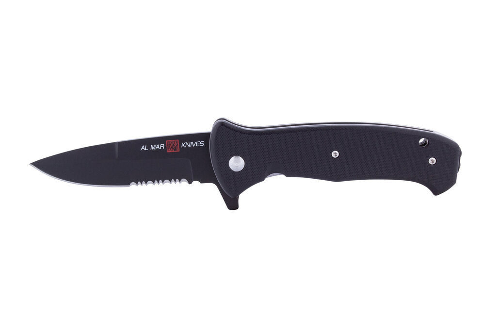 AL MAR KNIVES S.E.R.E. NIGHT G-SERIES 3.6" D2 BLACK COMBO EDGE