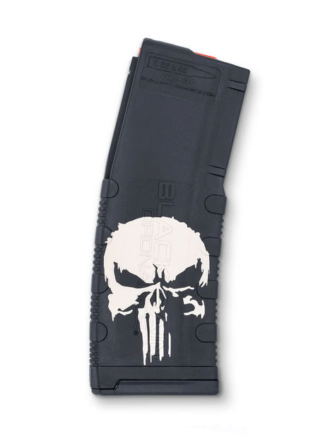 BLACK RAIN LASER ETCHED MAGAZINES 30RD PUNISHER W/O FLAG