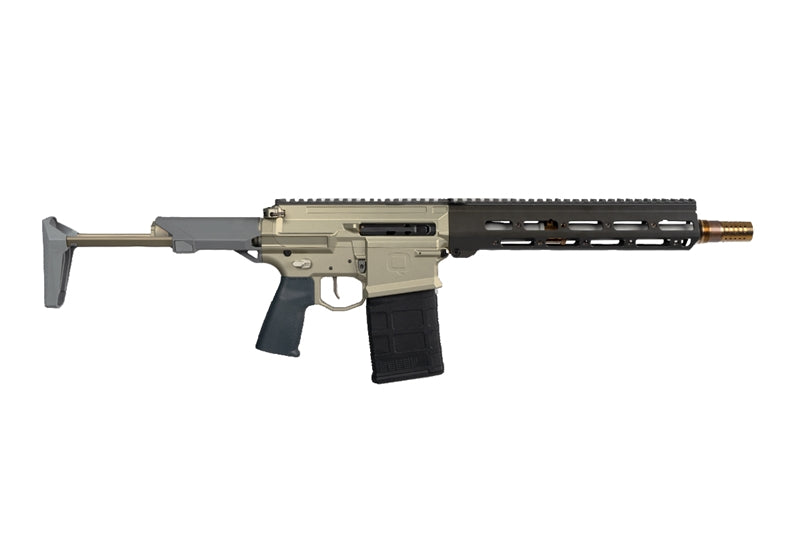 Q, Boombox SBR 8.6 Blackout, 12" Threaded Barrel, Clear Anodized Finish, Flat Dark Earth, Ambidextrous Safety, Reptila CQG-NB Grip, 11" Q-Sert Handguard, 2 Position Stock, 1 Magazine, 20 Rrds