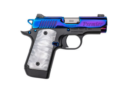 KIMBER MICRO 9 BLUE RAINBOW 9MM PISTOL 3.15" RAINBOW PVD, PEARL KIRNITE GRIP 1-7RD MAG