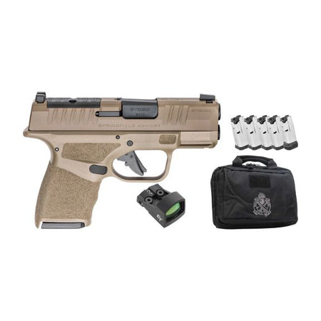 dSPRINGFIELD ARMORY HELLCAT GEAR UP PKG OSP 9MM FDE 3" 4-11RD 1-13RD CT-1500, RANGE BAG
