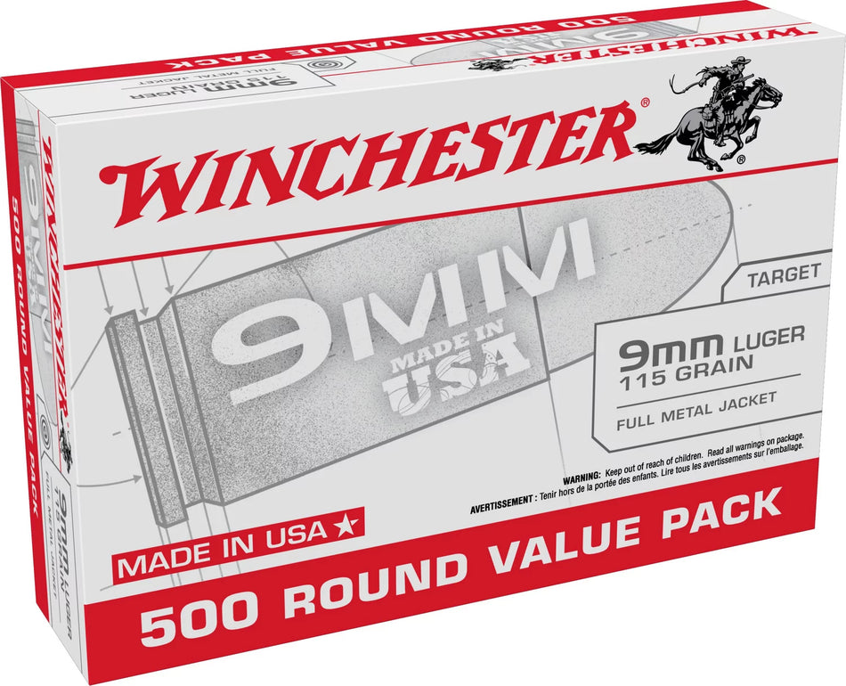 Winchester 9mm Luger / Parabellum  115gr FMJ Ammo