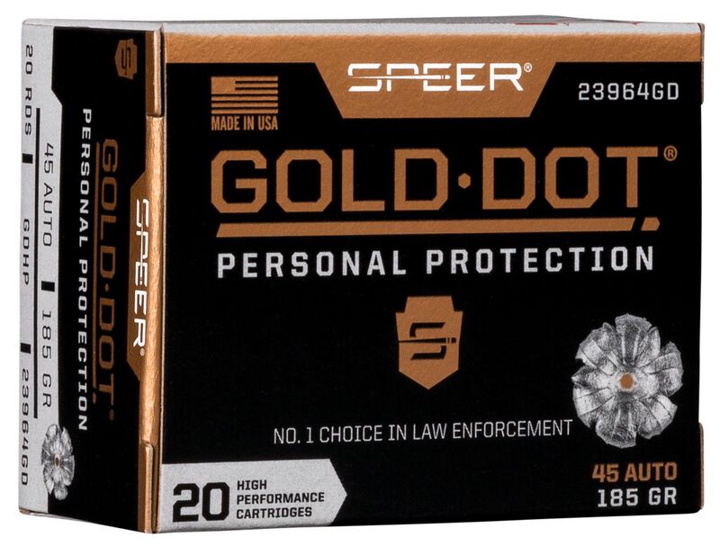 Speer .45 ACP/Auto Gold Dot 185gr BHP Ammo
